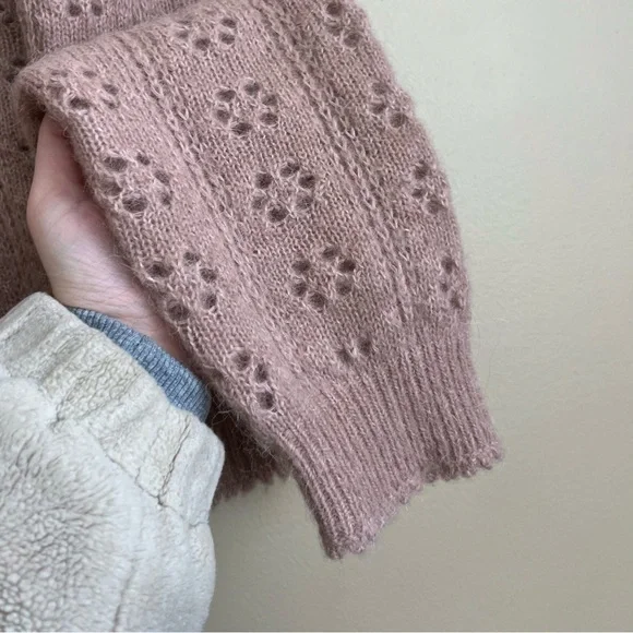 Doen Emery Pointelle Knit Cardigan in Clay Pink - Picture 9 of 14